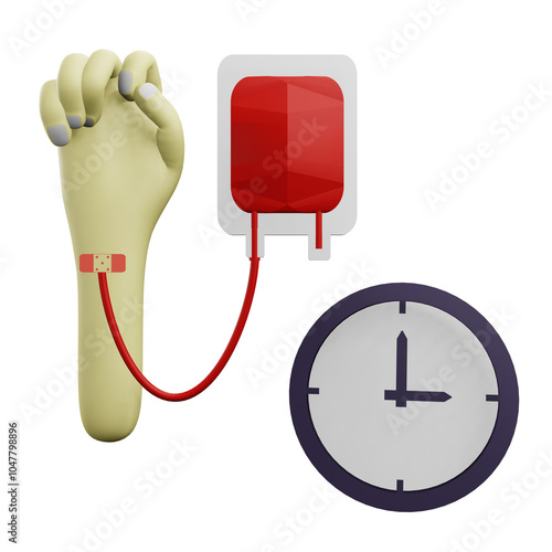 3 D Illustration of blood donation time