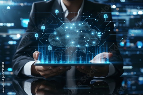 Artificial intelligence data visualization on digital tablet interface
