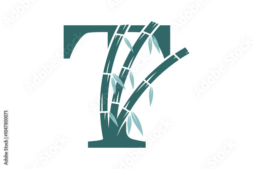 a combination of the letter t and bamboo design with a modern concept