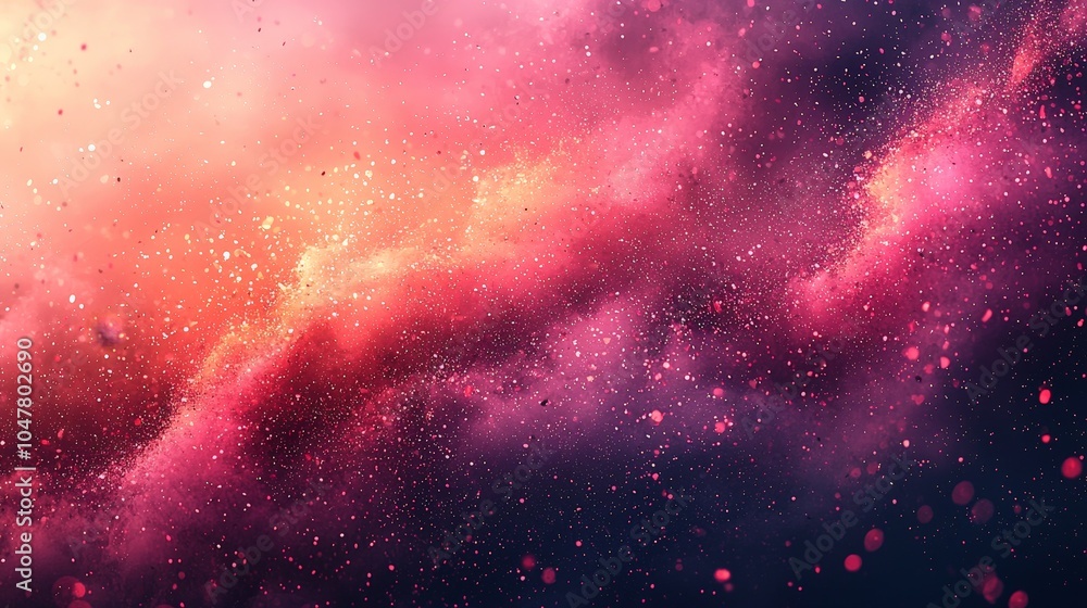 A vibrant cosmic scene filled with swirling colors and sparkling particles. A vibrant cosmic scene filled with swirling colors and sparkling particles.