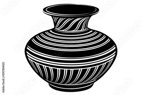 Clay vase on the white background