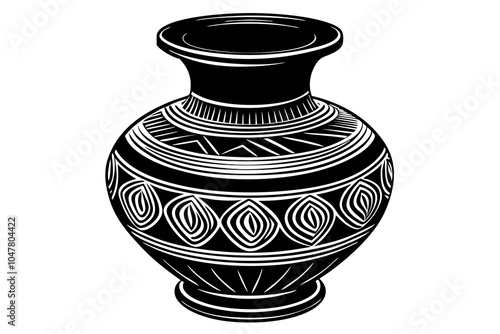 Clay vase on the white background