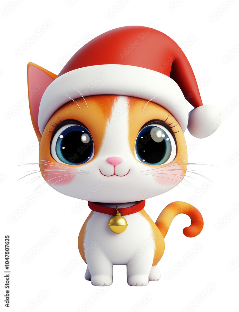 Cute Christmas Kitten Illustration with Santa Hat on Transparent Background for Festive Designs Cute Christmas Kitten Illustration with Santa Hat on Transparent Background for Festive Designs