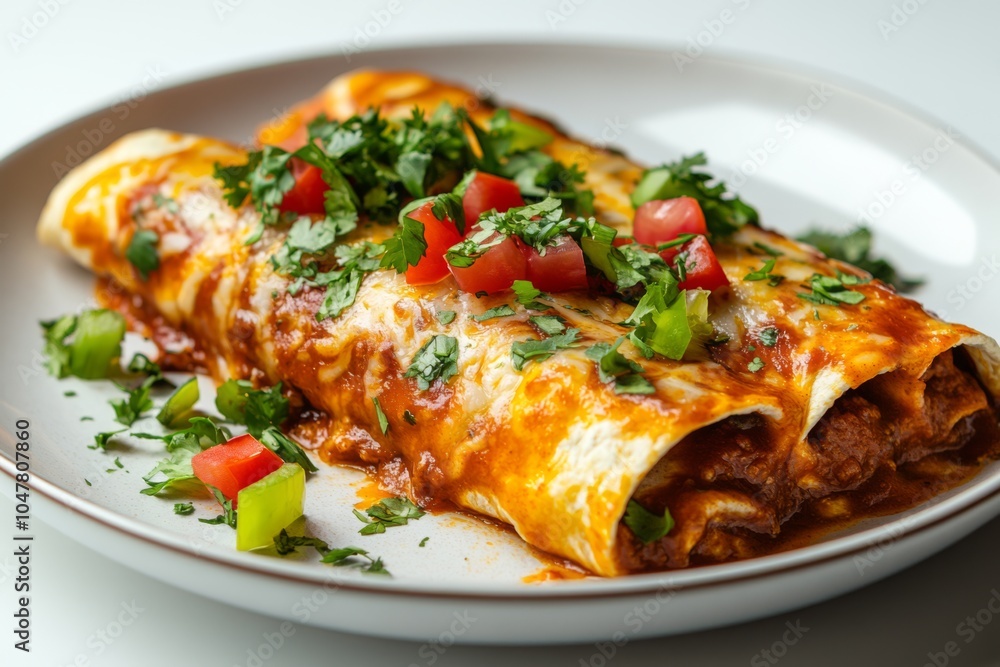 Delicious Enchiladas with Cilantro and Tomato Garnish Delicious Enchiladas with Cilantro and Tomato Garnish