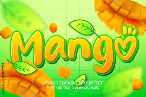 mango fruit fresh natural typography editable text effect font style template design background