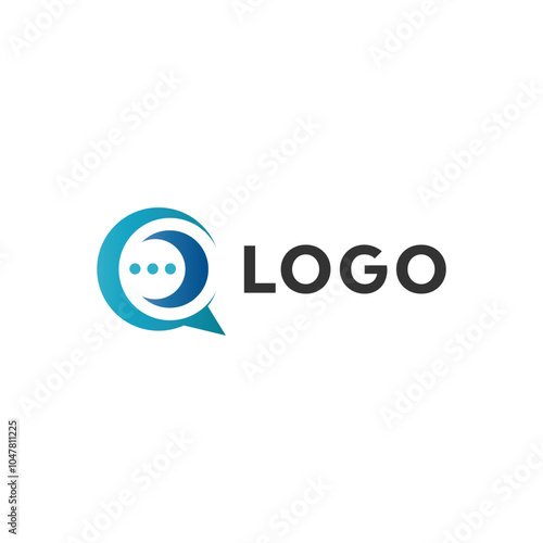  An abstract design of a letter q in circle with speech text bubble ion the middle for communication related logo