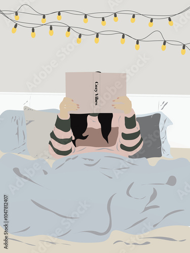 person on the cozy bed photo