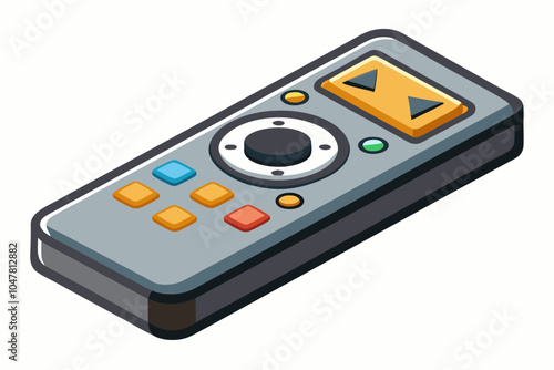 Dusty media player remote control isolated on white 