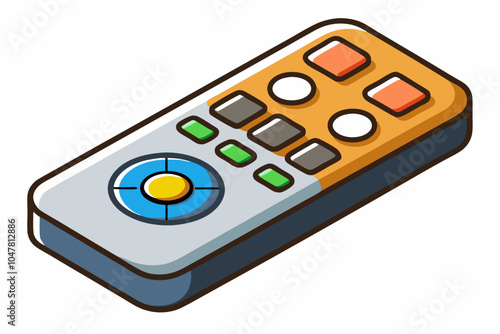 Dusty media player remote control isolated on white 