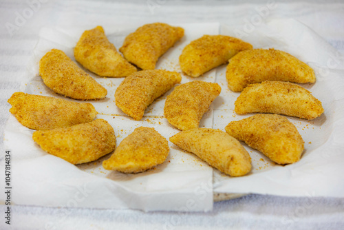 Traditional snack known as risoles, stuffed with minced meat and fried photo