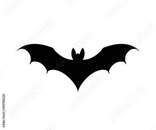 Halloween bat set. Black silhouette Halloween bat vector illustration
