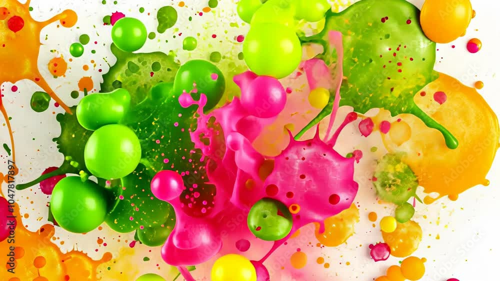 Vibrant abstract splash of colorful paint and bubbles, energetic and creative art concept Vibrant abstract splash of colorful paint and bubbles, energetic and creative art concept