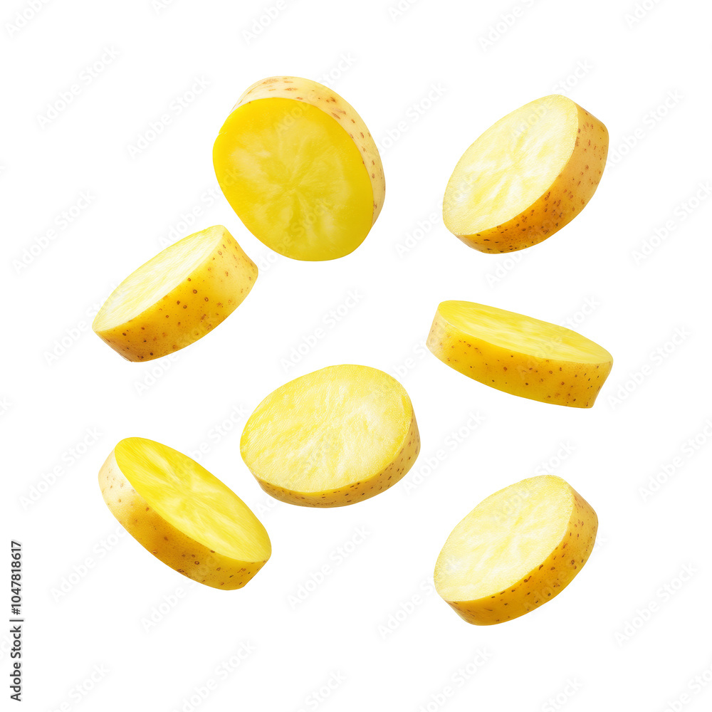 Vibrant yellow slices of fresh fruit isolated on black background Vibrant yellow slices of fresh fruit isolated on black background