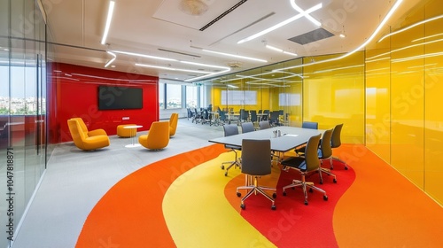 Modern Office Space with Colorful Design Elements