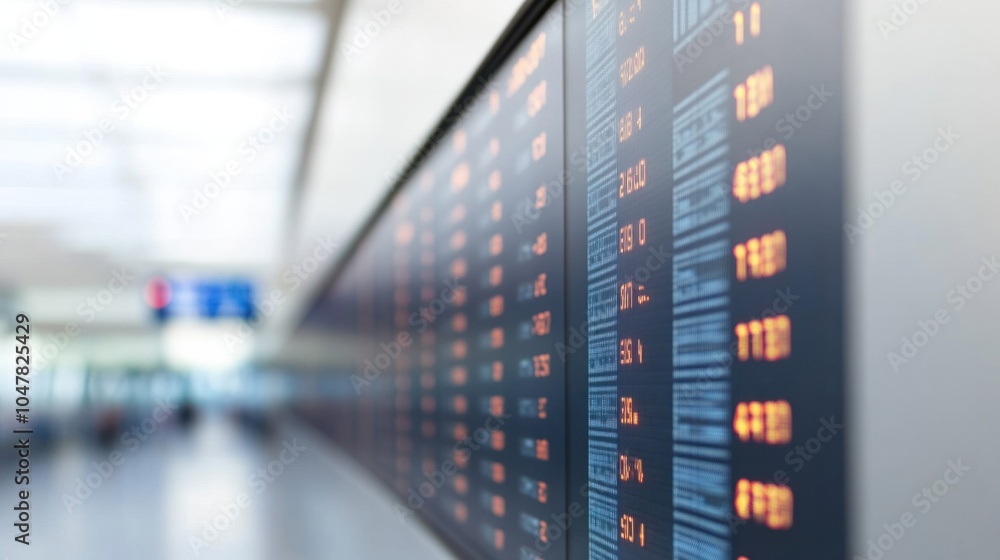 Close-up of an airport departure board showing gate numbers and delays, isolated on white background Close-up of an airport departure board showing gate numbers and delays, isolated on white background