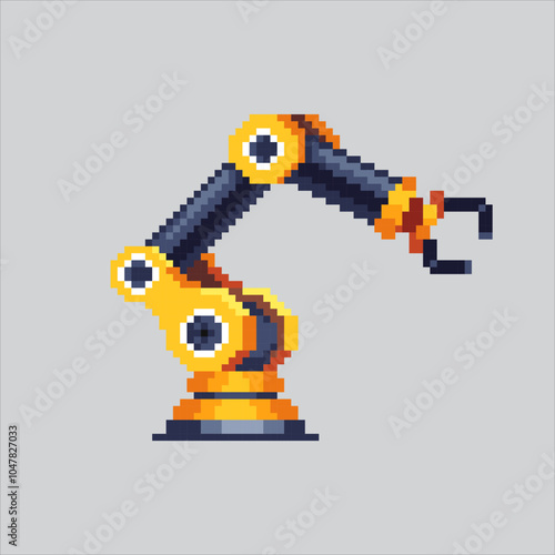 Pixel art illustration Logistic Claw. Pixelated Industrial Robot. Logistic Industrial Claw Robot pixelated for the pixel art game and icon for website and video game. old school retro.