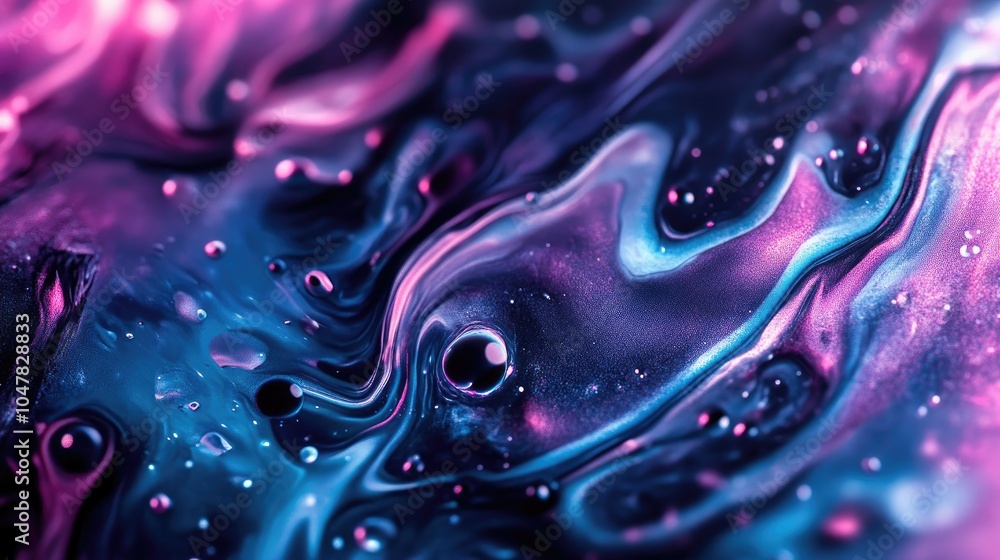Abstract Swirls of Blue and Pink Liquid with Glitter Abstract Swirls of Blue and Pink Liquid with Glitter