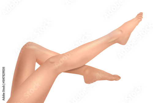 Realistic woman legs isolated on white background