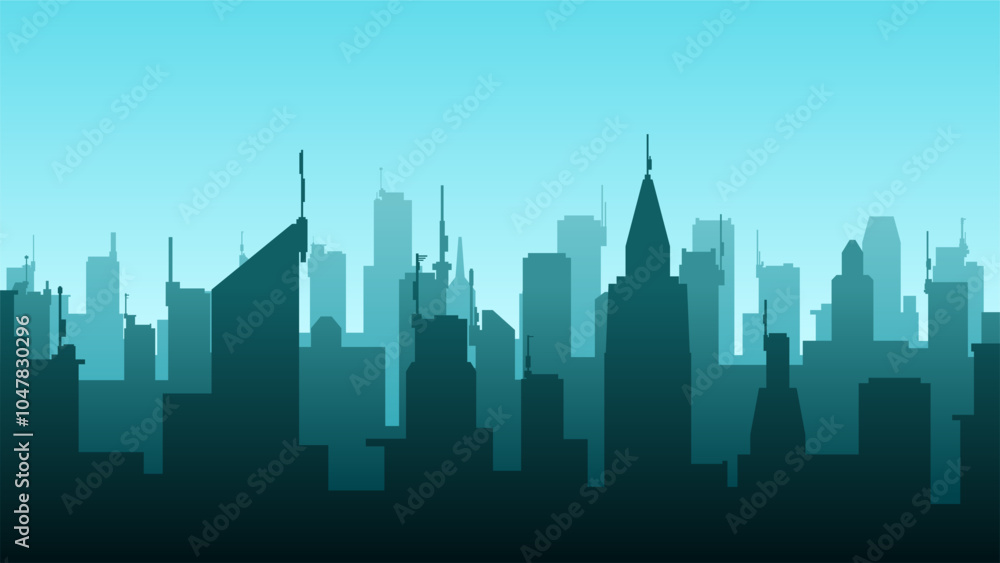 Landscape illustration of cityscape and skyline buildings Landscape illustration of cityscape and skyline buildings