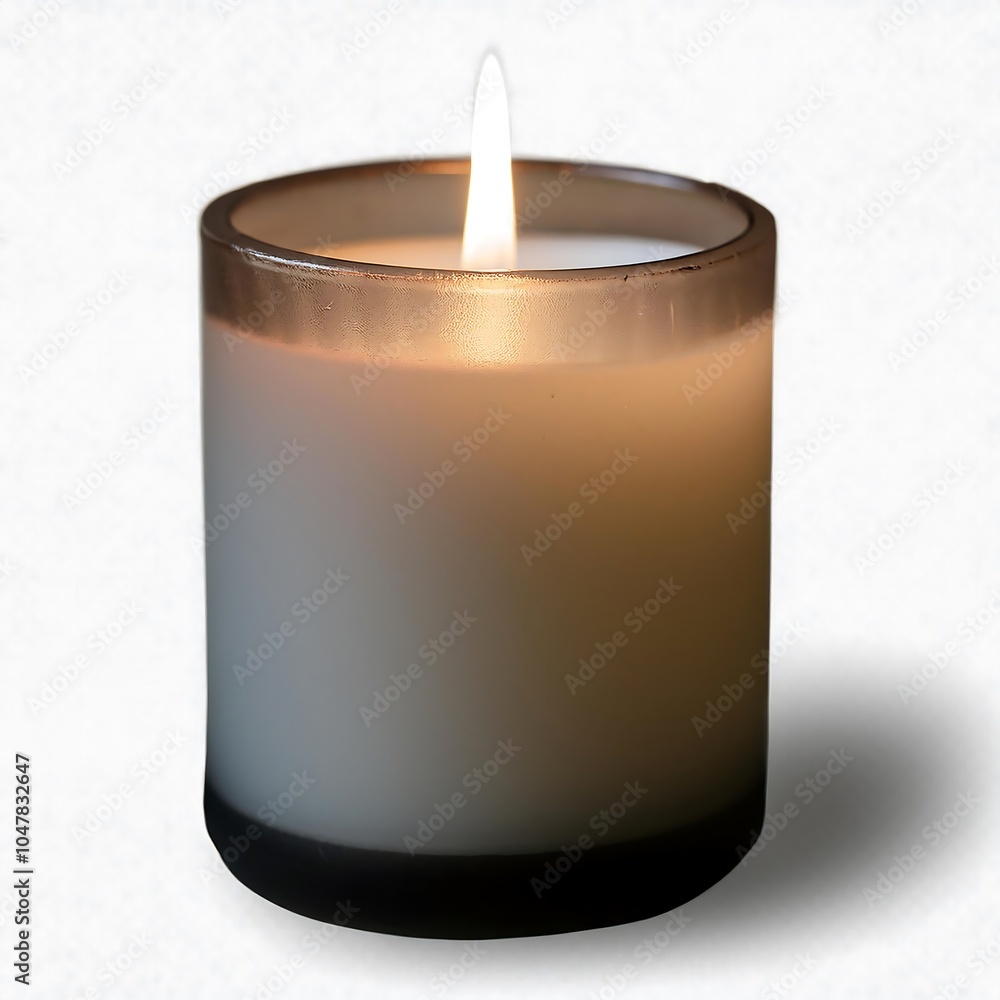 Burning candle on white background, design element. Burning candle on white background, design element.