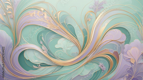 Elegant Art Nouveau Floral Abstract Background