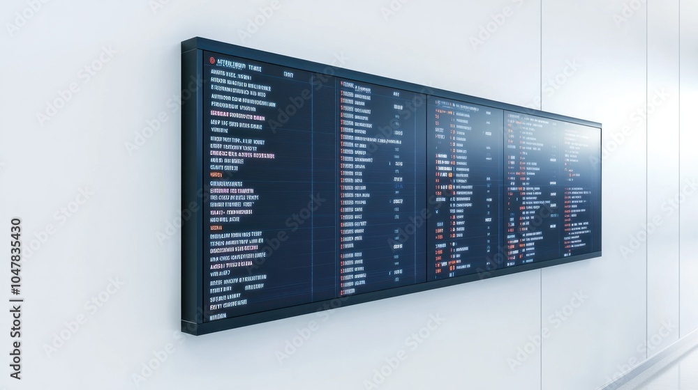 Flight departure board showing flight statuses, gates, and times, isolated on white background Flight departure board showing flight statuses, gates, and times, isolated on white background