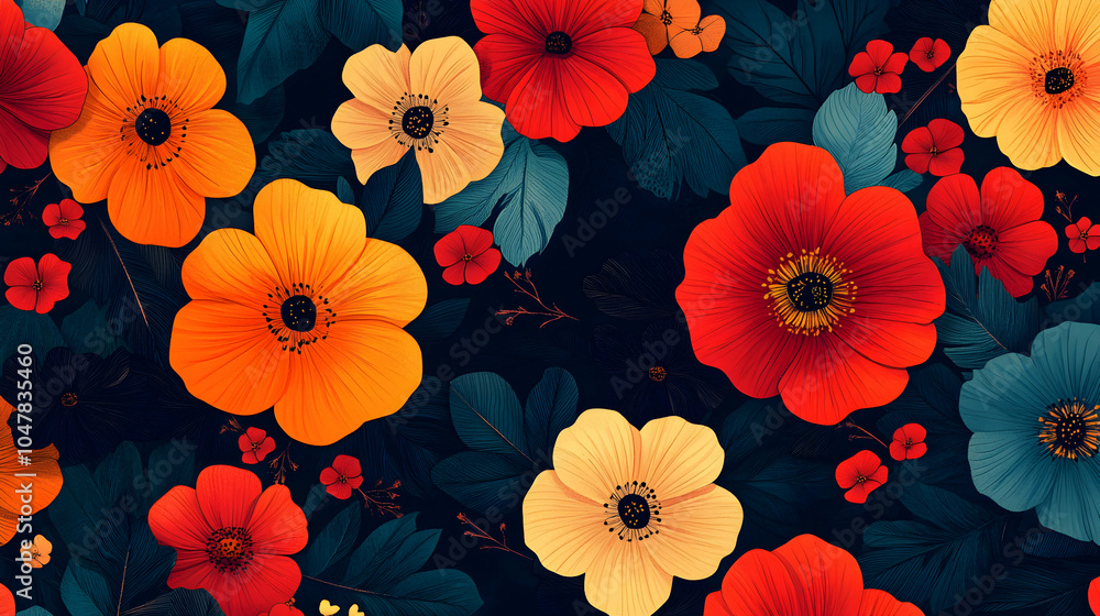 Abstract Floral Pattern Banner with Bold Shapes and Space for Text Abstract Floral Pattern Banner with Bold Shapes and Space for Text