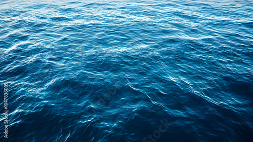 Aerial View of Tranquil Blue Sea Surface with Soft Waves Under Bright Sunlight