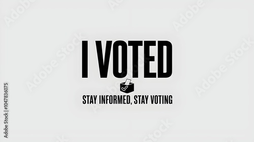 Bold "I VOTED" text with a ballot box illustration