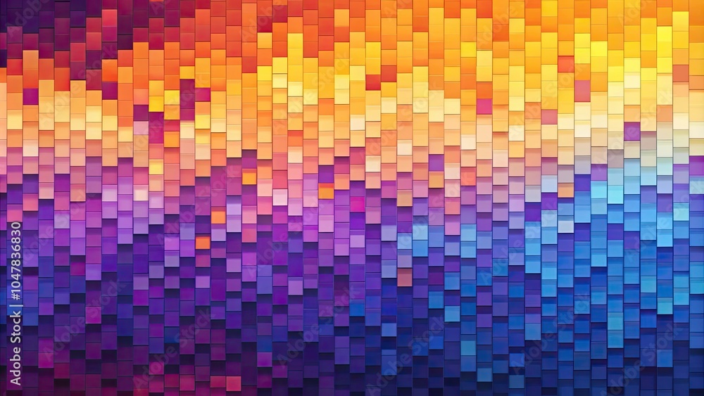 Abstract pixelated geometric shapes in nostalgic shades of purple, orange, blue, and yellow , abstract, vibrant, background Abstract pixelated geometric shapes in nostalgic shades of purple, orange, blue, and yellow , abstract, vibrant, background