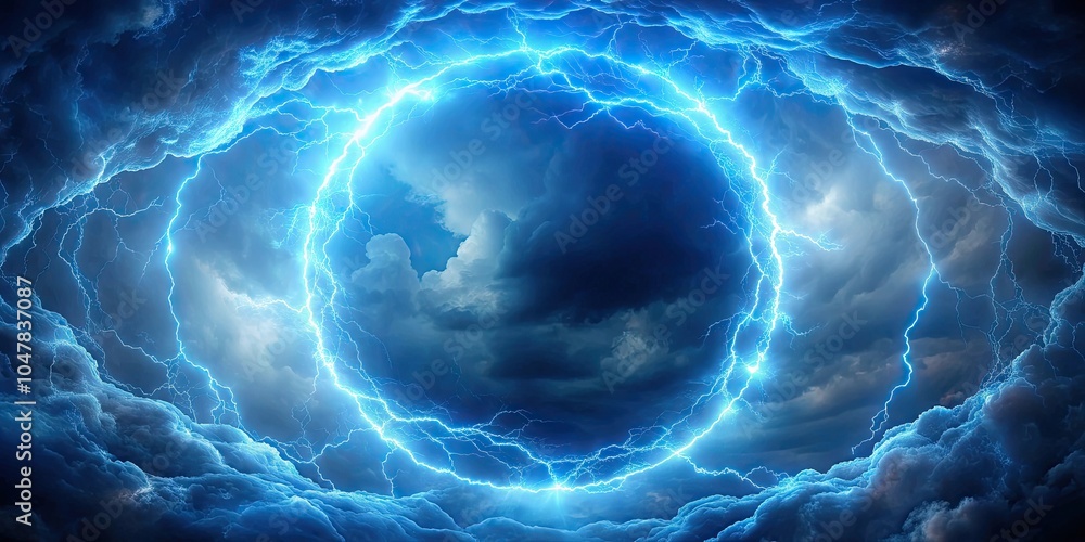 Circle of blue lightning illuminating a cloudy sky, blue, lightning, circle, electric, storm, weather, dramatic, power Circle of blue lightning illuminating a cloudy sky, blue, lightning, circle, electric, storm, weather, dramatic, power