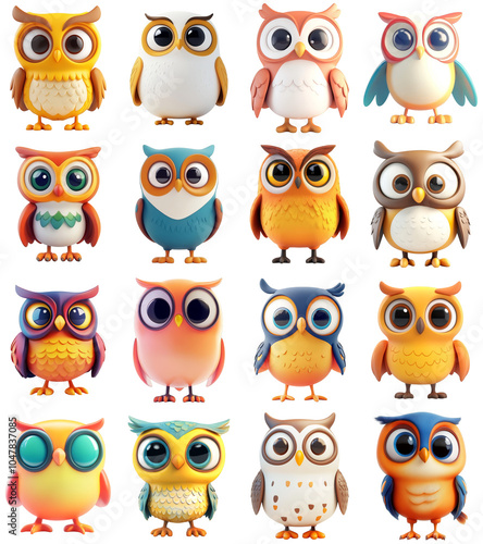 Wallpaper Mural Colorful Owl Illustration Set with Transparent Background for Design Elements and Overlays Torontodigital.ca