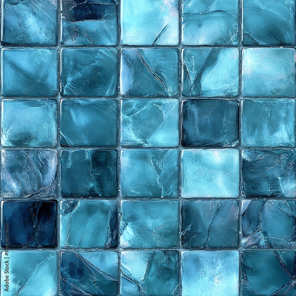 Blue glass tiles in a grid pattern, creating a modern abstract background. Blue glass tiles in a grid pattern, creating a modern abstract background.