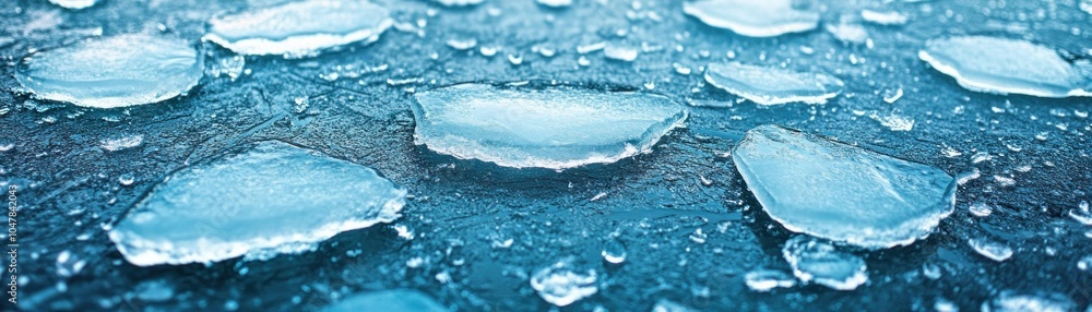 Obraz premium Frozen Lake Ice Texture Close-up Stunning Blue Hues of Winter Ice on a Frozen Lake, Capturing the Beauty and Serenity of a Frozen Landscape