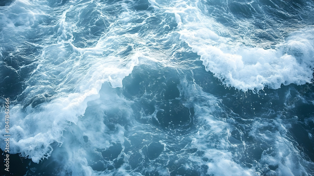 Tranquil Soft Waves on Ocean Surface Captured from Above, Showcasing Serene Blue Tones and Gentle Movement Tranquil Soft Waves on Ocean Surface Captured from Above, Showcasing Serene Blue Tones and Gentle Movement