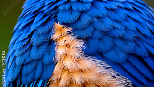 a close up of a blue bird s feathers with a lot of blue feathers on it s back photo