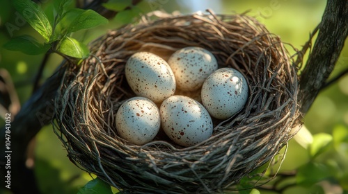 Fresh White Eggs in a Natural Straw Nest, A Nutritious and Protein-Rich Source of Essential Vitamins and Minerals for a Healthy Diet