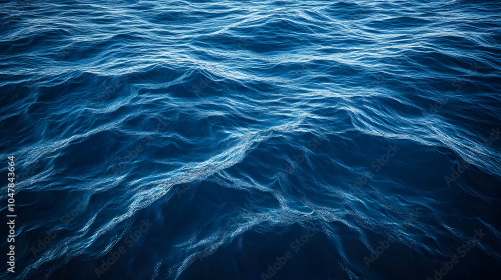 Aerial View of Surface Waves on a Tranquil Blue Sea, Capturing the Fluid Motion and Patterns of Water Aerial View of Surface Waves on a Tranquil Blue Sea, Capturing the Fluid Motion and Patterns of Water