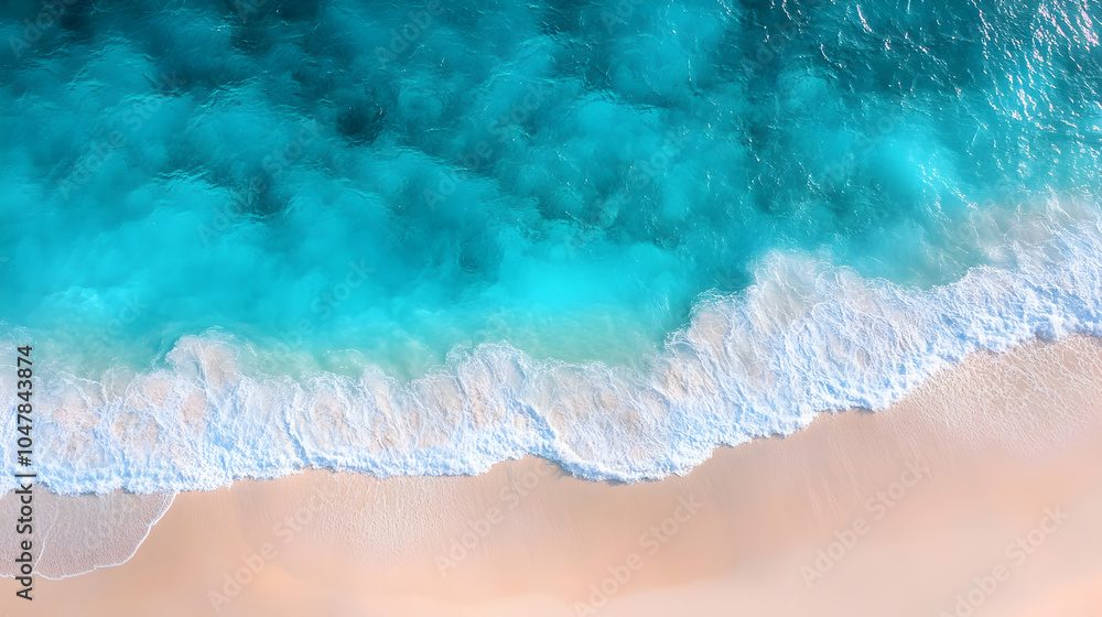 Top View of Gentle Waves on a Vibrant Blue Ocean Creating Tranquil Patterns Under Bright Sunlight Top View of Gentle Waves on a Vibrant Blue Ocean Creating Tranquil Patterns Under Bright Sunlight