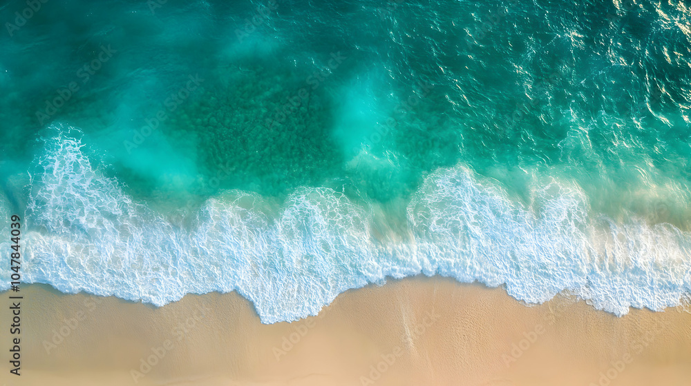 Aerial View of Tranquil Ocean Waves Gently Lapping Against the Surface Under Bright Sunlight Aerial View of Tranquil Ocean Waves Gently Lapping Against the Surface Under Bright Sunlight