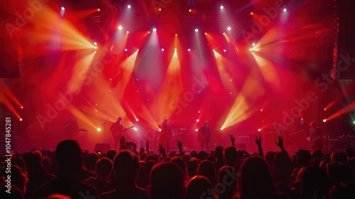 Musicians take the stage under a dazzling display of lights as the crowd cheers enthusiastically, creating an unforgettable vibe. Generative AI