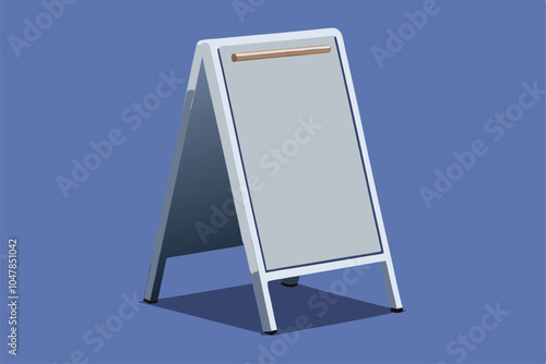 Blank Pavement Sign Mockup. Realistic Sidewalk Advertising Stand in Metal Frame on White Background.