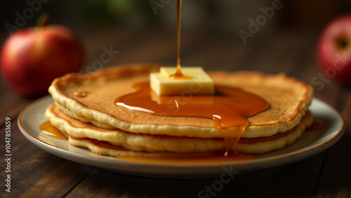 Breakfast Bliss: A Large Apple Pancake Drenched in Warm Homemade Syrup photo