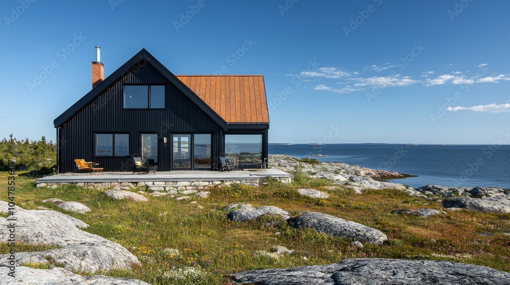 Charming House by the Water with Steel Roof and Light Charming House by the Water with Steel Roof and Light