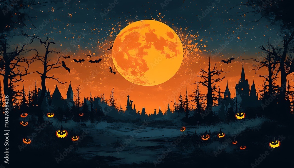 Full Moon Rising Above a Dark Forest Full Moon Rising Above a Dark Forest