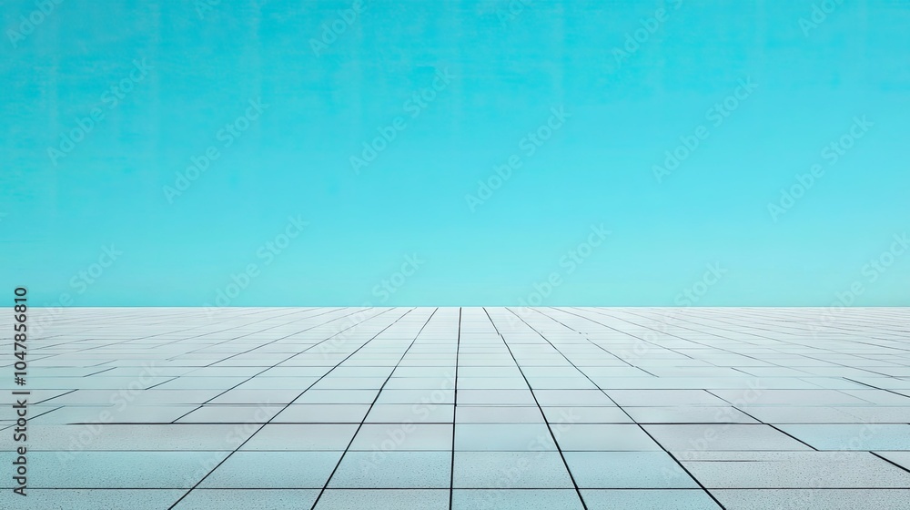 Vibrant Tiled Rooftop with Clear Blue Sky Vibrant Tiled Rooftop with Clear Blue Sky