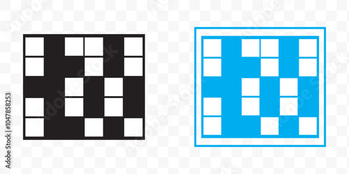 crossword icon. Crossword Puzzle vector Illustration on black and blue background.