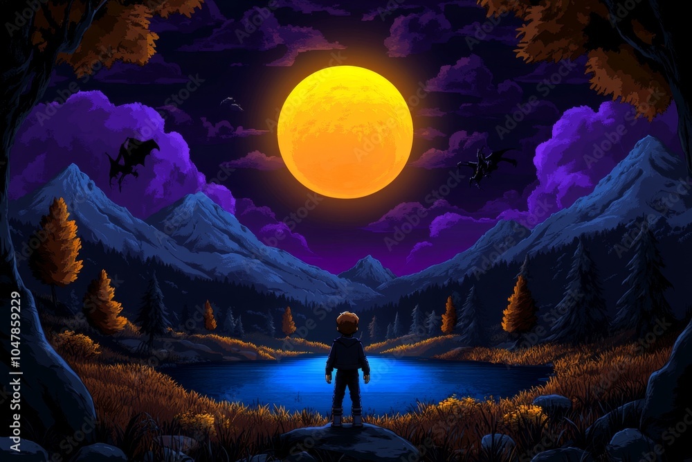 A pixel art character taking a sip of a bright potion in a retro-style ...