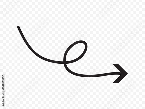 wavy curved Long arrow icon. long line arrow vector. flat style Arrow symbol. arrow on a white background. vector illustration.