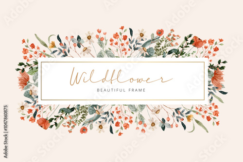 beautiful orange wildflower watercolor frame